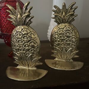 Brass Pineapple Bookends